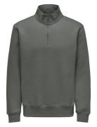 Onsconnor Reg 1/4 Zip Sweat Grey ONLY & SONS