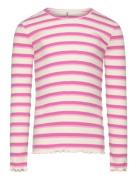 Kmgevig L/S Rib Top O-Neck Jrs Pink Kids Only