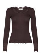 Rwbenita Ls O-Neck Lace T-Shirt Brown Rosemunde