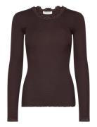 Silk T-Shirt W/ Lace Brown Rosemunde