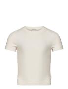 Cropped Rib T-Shirt Cream Tom Tailor