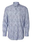 Slhslimsoho-Ethan Aop Shirt Ls Blue Selected Homme