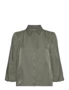 Mssherina 3/4 Sleeve Shirt Khaki Minus