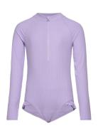 Swimsuit Rib Long Sleeves Purple Lindex