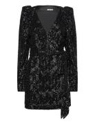 Sequins Mini Wrap Dress Black ROTATE Birger Christensen