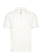 Smooth Cotton Welt Zip Polo Cream Calvin Klein