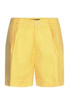 Pleated Linen-Blend Twill Short Yellow Lauren Ralph Lauren