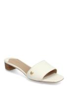 Fay Tumbled Leather Sandal Cream Lauren Ralph Lauren