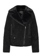 Awa Shearling Suede Biker Brown Jofama