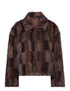 Sylvie Zip Faux Fur Jacket Brown Bardot