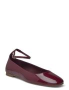 Patent Leather-Effect Ballet Flats Burgundy Mango