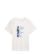 T-Shirt Crew Neck Artwork White Tom Tailor