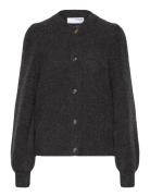 Slflulu Ls Structure Knit Cardigan Grey Selected Femme