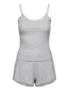 Pj Cami Short Rib Lace Grey Hunkemöller