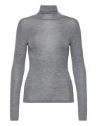 Mscally Roll Neck Long Sleeve Top Grey Minus