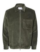 Slh-Jake Cord Overshirt Ls Zip Noos Green Selected Homme