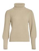 Vilou New Rollneck L/S Knit Top - Noos Beige Vila