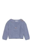 Knit Pocket Sweater Blue Mango