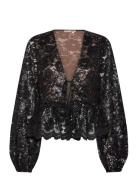 Lace Sequins Blouse Black Stella Nova