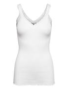 Rmwbalta Modal Sl V-Neck Top White RM By Rosemunde