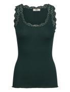 Rmwbalta Modal Sl U-Neck Top Green RM By Rosemunde