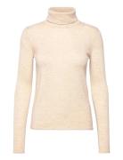 Rmwsofia Wool Ls Roll-Neck Pullover Cream RM By Rosemunde
