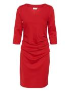 Kaindia V-Neck 3/4 Sl Dress Red Kaffe