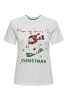 Onlxmas Life Yrsa Christmas S/S Top Jrs White ONLY