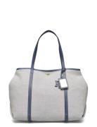 Canvas & Leather Large Emerie Tote Blue Lauren Ralph Lauren