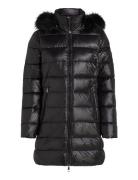 Gloss Down Tyra Coat With Fur Black Tommy Hilfiger