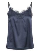 Rwjade Silk Regular Strap Lace Top Navy Rosemunde