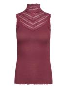 Rmwbalta Sl Turtleneck Lace Top Burgundy RM By Rosemunde