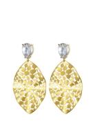 Leaf Crystal Earring Clear/Gold Gold Bud To Rose