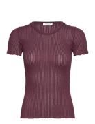 Rwbelize Ss O-Neck T-Shirt Burgundy Rosemunde