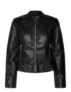 Leather-Effect Biker Jacket Black Mango