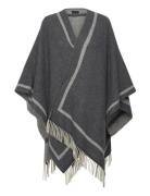 Palma Recycled Wool Blend Fringe Poncho Grey Lexington Clothing