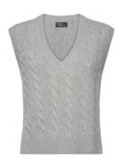 Cable Wool-Cashmere V-Neck Sweater Vest Grey Polo Ralph Lauren