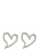 Irregular Heart Hoop Earrings Silver Monki