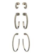 3Pack Rhinest Hoops Silver Monki