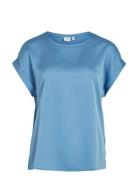 Viellette S/S Satin Top - Noos Blue Vila