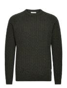 Lambswool Raglan Cable O-Neck Knit Green Lindbergh