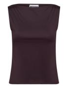 Boatneck Sleeveless Top Burgundy Weekday