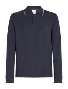 Stretch Pique Tipping Ls Polo Navy Calvin Klein