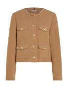 Crop Wool Gold Button Jacket Beige Tommy Hilfiger