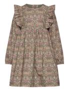 Dress In Liberty Fabric Khaki Huttelihut