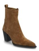 Block-Heel Suede Ankle Boots Brown Mango