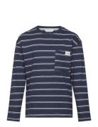 Chest-Pocket Striped T-Shirt Navy Mango