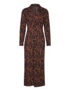 Zaria Textured Midi Dress Brown French Connection