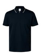 Slhfave Sport Zip Ss Polo Noos Navy Selected Homme