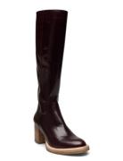 Bootie - Block Heel - With Zippe Brown ANGULUS
